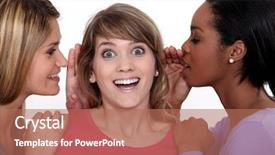  Presentation with two black women - Cool new slides with two women whispering into friends backdrop and a  colored foreground