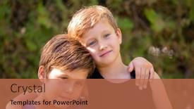  Presentation with blue green - PPT theme featuring two-wonderful-boys-are-hugging background and a coral colored foreground