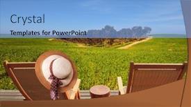  Presentation with sun desert - Presentation consisting of two-wooden-deck-chairs background and a light blue colored foreground