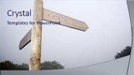  Presentation with directional - Slide set having two wooden directional signs background and a sky blue colored foreground