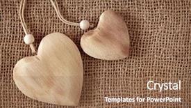  Presentation with hearts - Colorful slide set enhanced with two wooden hearts on fabric backdrop and a violet colored foreground