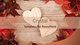  Presentation with fall leaves - Audience pleasing presentation consisting of two-wooden-hearts-symbols backdrop and a coral colored foreground