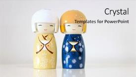  Presentation with japanese - PPT theme having two wooden japanese couple dolls background and a sky blue colored foreground