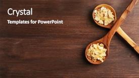  Presentation with almond - PPT layouts having two wooden spoons with almond flakes on the table close-up background and a tawny brown colored foreground