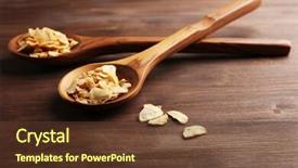  Presentation with almond - Amazing PPT layouts having two wooden spoons with almond flakes on the table close-up backdrop and a tawny brown colored foreground