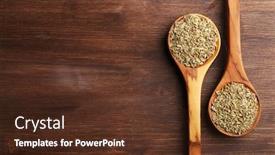  Presentation with cumin - Amazing PPT theme having two-wooden-spoons-with-cumin and a tawny brown colored foreground
