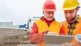  Presentation with road construction - Amazing presentation having two-workers-as-a-road backdrop and a coral colored foreground