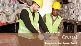  Presentation with mail - Beautiful slide deck featuring two-workers-as-packers backdrop and a tawny brown colored foreground