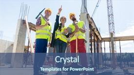  Presentation with visionary - Beautiful PPT theme featuring two workers on the construction backdrop and a ocean colored foreground