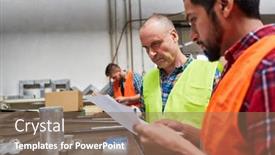  Presentation with locksmith - Cool new PPT theme with two-workers-or-skilled-workers backdrop and a violet colored foreground