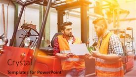  Presentation with talk - Beautiful slides featuring two-workers-talk backdrop and a red colored foreground