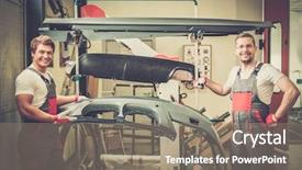  Presentation with ready - PPT theme enhanced with two workers with car bodykit background and a gray colored foreground