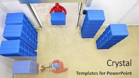  Presentation with warehouse - Amazing theme having two workers working with plastic backdrop and a lemonade colored foreground