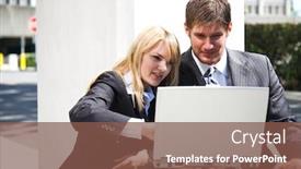  Presentation with discussion - Amazing presentation having two-working-caucasian-business-people backdrop and a tawny brown colored foreground