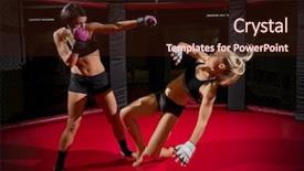  Presentation with wrestler - Audience pleasing slide deck consisting of muscle cell - two wrestler women in sports backdrop and a wine colored foreground