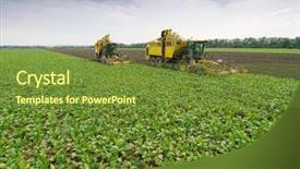  Presentation with harvest - Slide deck having two yellow combine harvesters harvest background and a tawny brown colored foreground