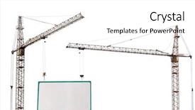  Presentation with advertisement - Slide deck featuring two yellow hoisting cranes background and a white colored foreground