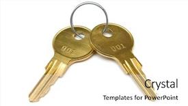  Presentation with keys - Beautiful slide deck featuring two yellow keys on ring backdrop and a white colored foreground