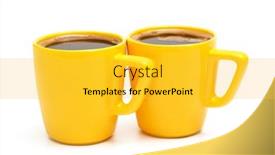  Presentation with coffee - Audience pleasing presentation theme consisting of two-yellow-mugs-of-coffee backdrop and a yellow colored foreground