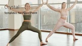  Presentation with females - Audience pleasing theme consisting of two-young-active-females backdrop and a soft green colored foreground