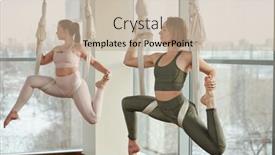  Presentation with females - Cool new presentation theme with two-young-active-females backdrop and a coral colored foreground