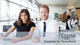  Presentation with architects - Amazing slide deck having two young architects working backdrop and a light blue colored foreground