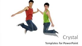  Presentation with students - Presentation design enhanced with two-young-asian-students background and a white colored foreground