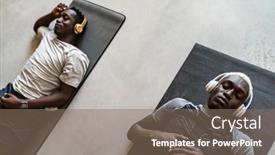  Presentation with african american men - Slide set having two-young-athletic-african-american background and a violet colored foreground