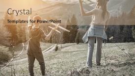  Presentation with aviation - Beautiful slide set featuring two-young-aviators backdrop and a coral colored foreground