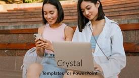  Presentation with asian - PPT layouts with two-young-beautiful-asian-girls background and a coral colored foreground