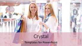  Presentation with shopping - PPT theme having two young beautiful girls are engaged in shopping in a store background and a lemonade colored foreground