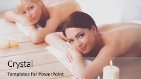  Presentation with relaxing - Colorful PPT layouts enhanced with two young beautiful women relaxing backdrop and a  colored foreground