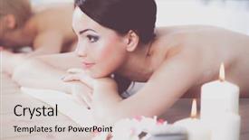  Presentation with women - Colorful slide deck enhanced with two young beautiful women relaxing backdrop and a  colored foreground