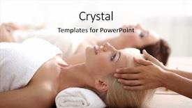  Presentation with relaxing - Slide deck enhanced with two young beautiful women relaxing and enjoying at the spa center background and a white colored foreground