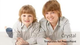  Presentation with stomach - Amazing presentation theme having two young boys lying on stomach in studio backdrop and a mint green colored foreground