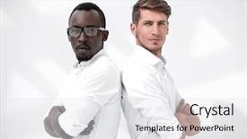  Presentation with octagon two mma fighters standing - Slides consisting of two young business partners standing background and a white colored foreground