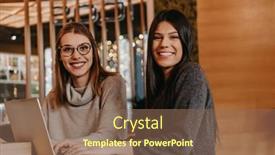  Presentation with business women - Theme with two-young-business-women-sitting background and a violet colored foreground