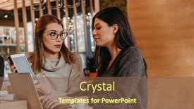  Presentation with business women - Slide deck enhanced with two-young-business-women-sitting background and a tawny brown colored foreground