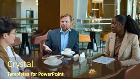  Presentation with black woman - Presentation theme enhanced with two-young-businessmen-and-black background and a tawny brown colored foreground