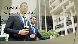  Presentation with taxi - Cool new theme with two young businessmen hailing backdrop and a mint green colored foreground