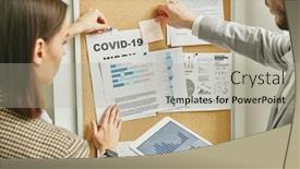  Presentation with new office - Audience pleasing PPT theme consisting of two-young-colleagues-in-formalwear backdrop and a light gray colored foreground