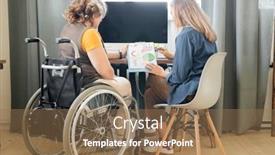  Presentation with office workers - Presentation with two-young-contemporary-female-office background and a coral colored foreground