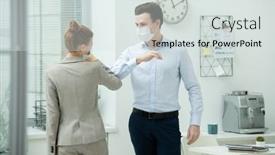  Presentation with hug - PPT theme consisting of two-young-contemporary-office-managers background and a sky blue colored foreground