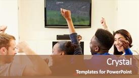  Presentation with television watching - Presentation featuring two young couples watching television background and a red colored foreground