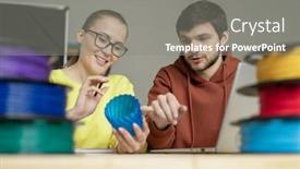  Presentation with ornament - Beautiful slide deck featuring two-young-creative-designers-discussing backdrop and a gray colored foreground