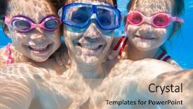  Presentation with under water - PPT theme with two young daughters under water background and a lemonade colored foreground
