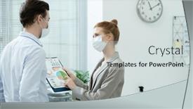  Presentation with data meeting - Amazing presentation theme having two-young-elegant-accountants backdrop and a sky blue colored foreground