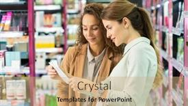  Presentation with beauty products - PPT layouts having two-young-elegant-women-reading background and a coral colored foreground