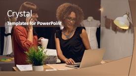  Presentation with entrepreneur - PPT layouts featuring two-young-entrepreneur-women background and a tawny brown colored foreground