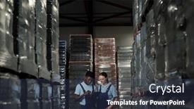  Presentation with factory workers - Theme with two-young-factory-workers and a tawny brown colored foreground